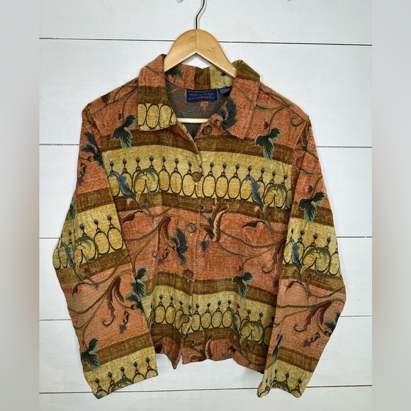 Willow Ridge Jacket 90’s Floral Tapestry Jacket Petite Western Neutral - Size XL - Picture 1 of 7